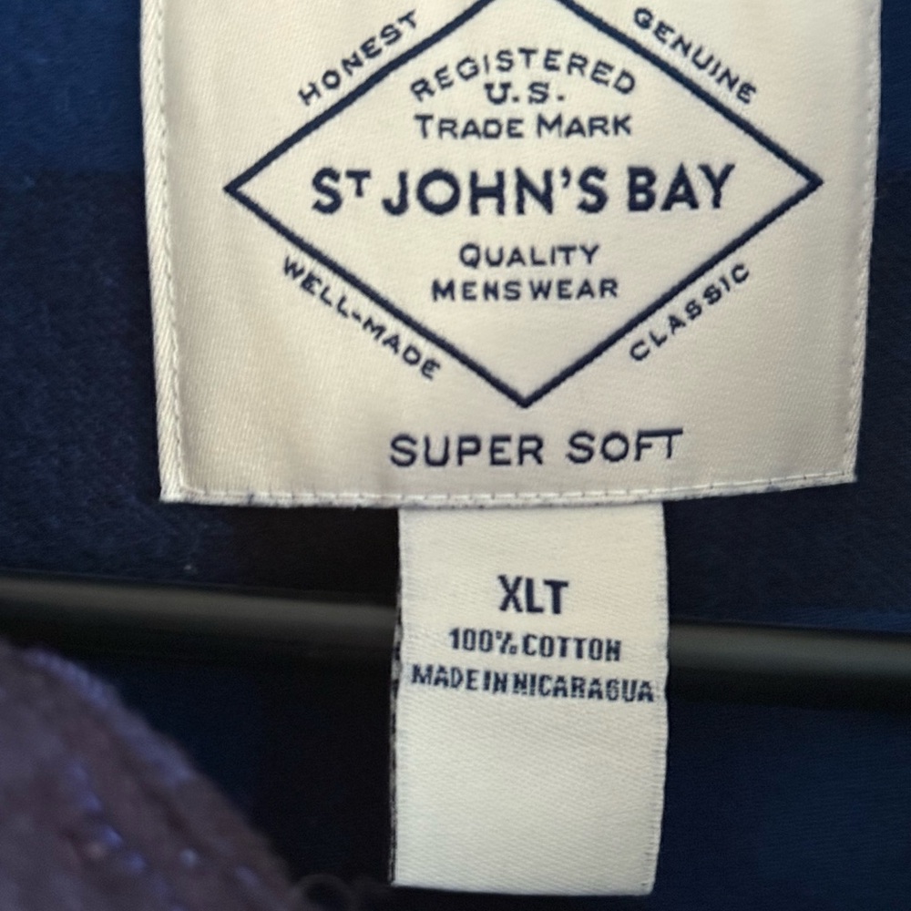 St. John's Bay Blue and Brown Plaid Men's Shirt - Picture 2 of 4